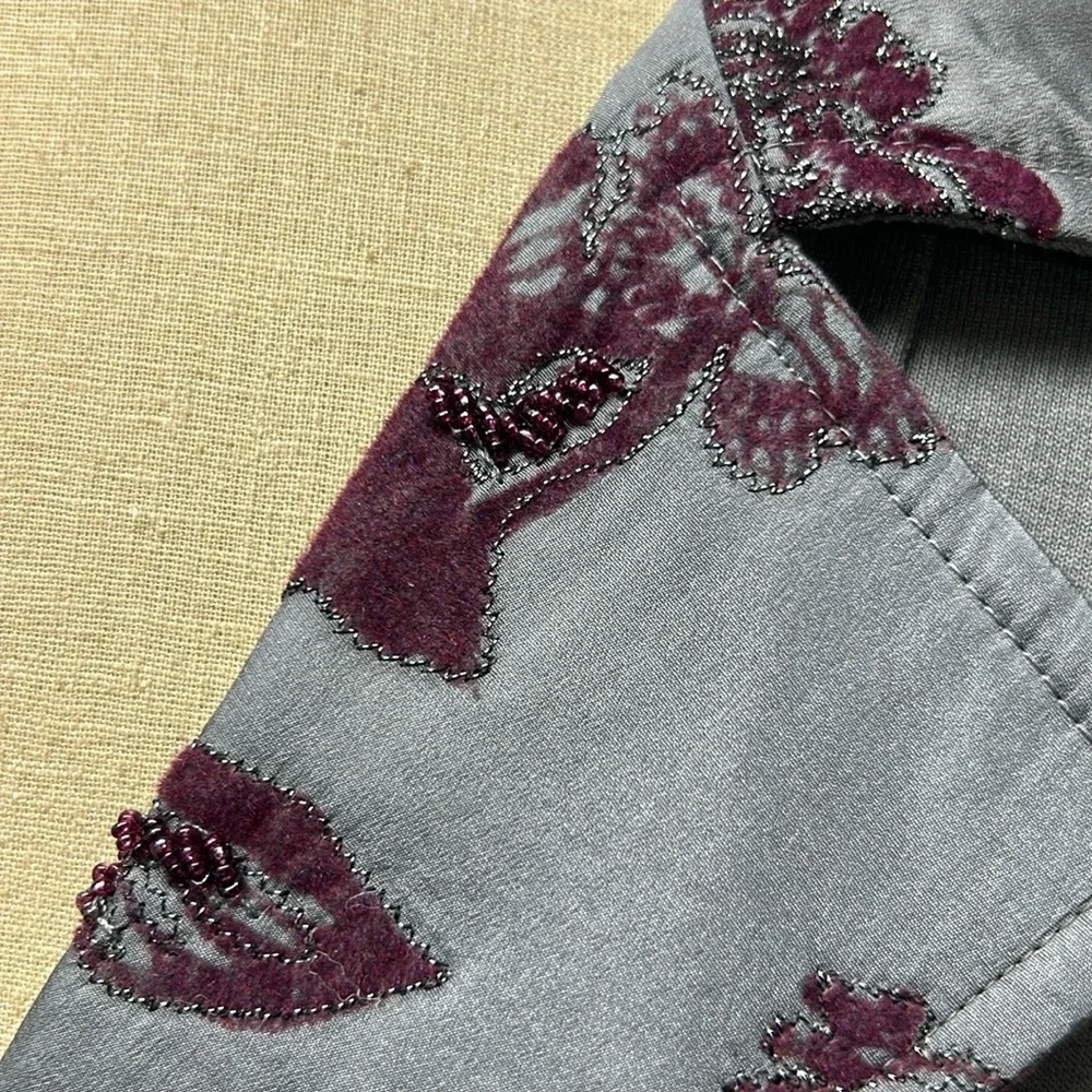 NWT Grandeur long grey with purple embroidery jacket. - Picture 11 of 16